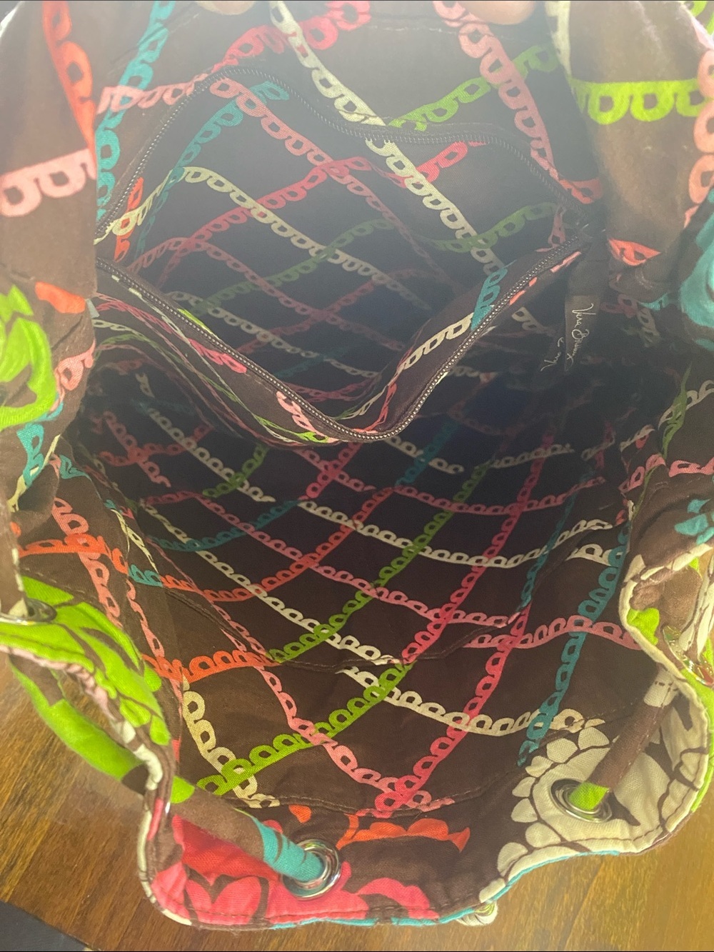 Vera Bradley Lola Floral Hobo Backpack in Brown with Pink & Teal Accents - Picture 7 of 8
